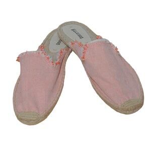 Soludos Red-Orange/White Frayed Mule Espadrille - Size 8.5 (EU 39)